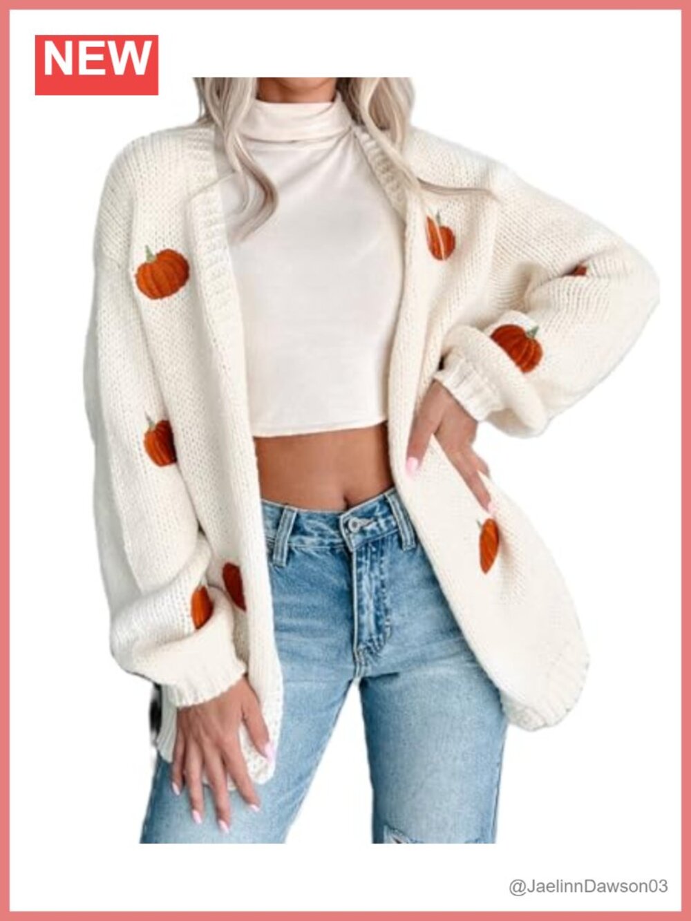 Women's Pumpkin Knit Cardigan Long Sleeve Lightweight Sweater Top